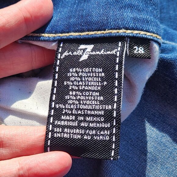 7 For All Mankind Ankle Gwenevere Women's Jeans Size 28 Blue Distressed Cropped - Picture 3 of 10